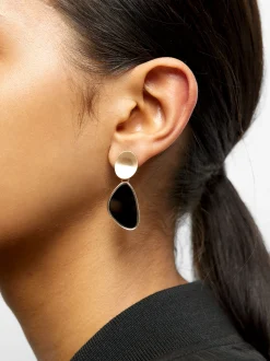 PARFOIS Pendientes Con Resina Negro Best