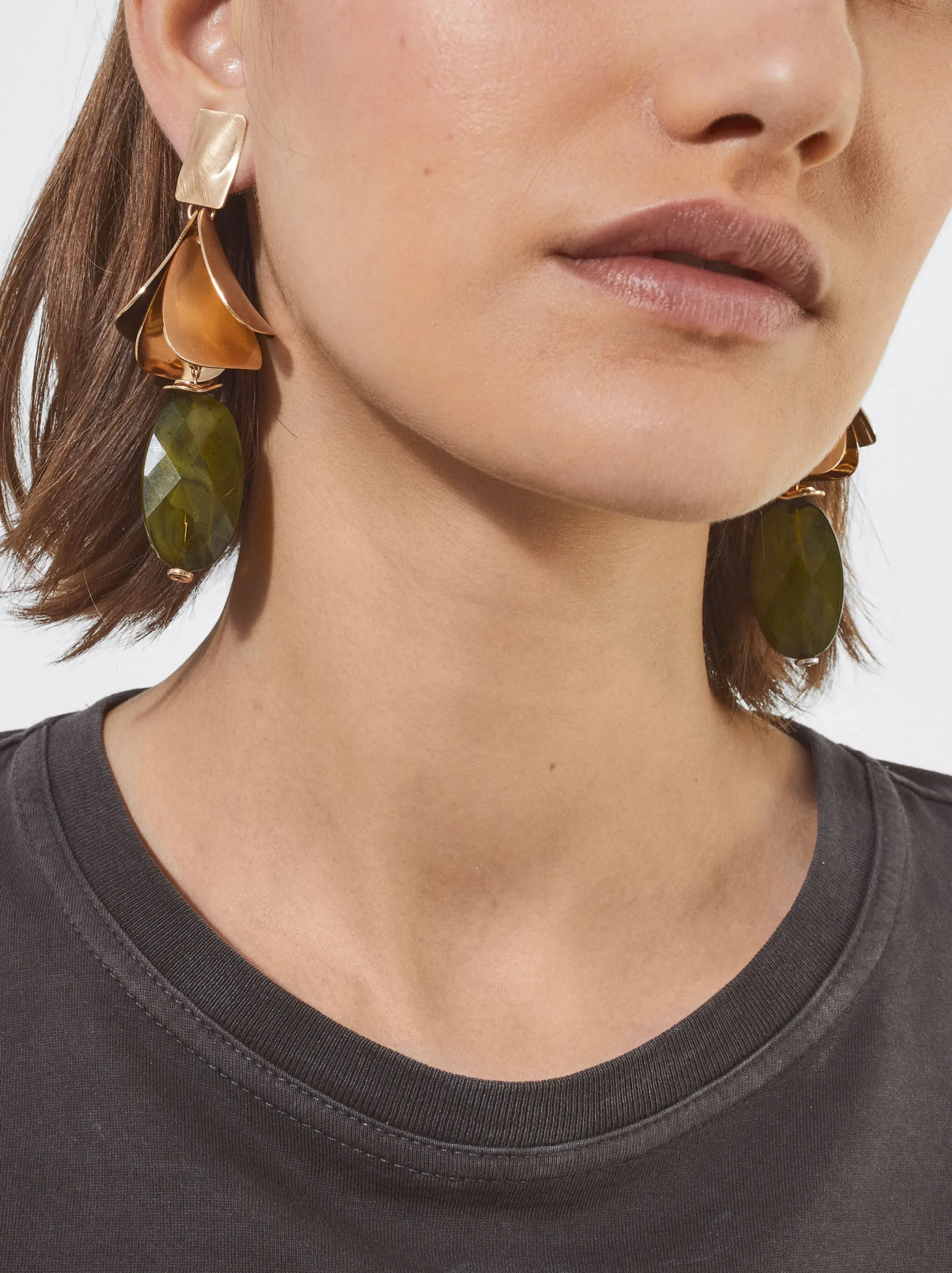 PARFOIS Pendientes Con Resina Verde Best Sale