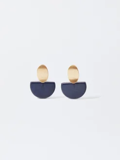 PARFOIS Pendientes Con Resina Azul Sale