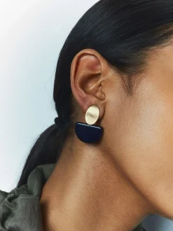 PARFOIS Pendientes Con Resina Azul Sale