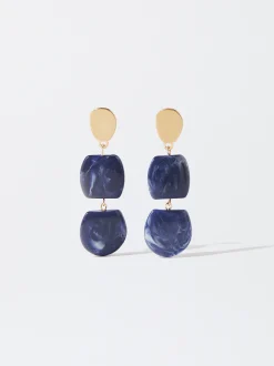PARFOIS Pendientes Con Resina Azul Sale