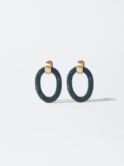 PARFOIS Pendientes Con Strass Verde Cheap