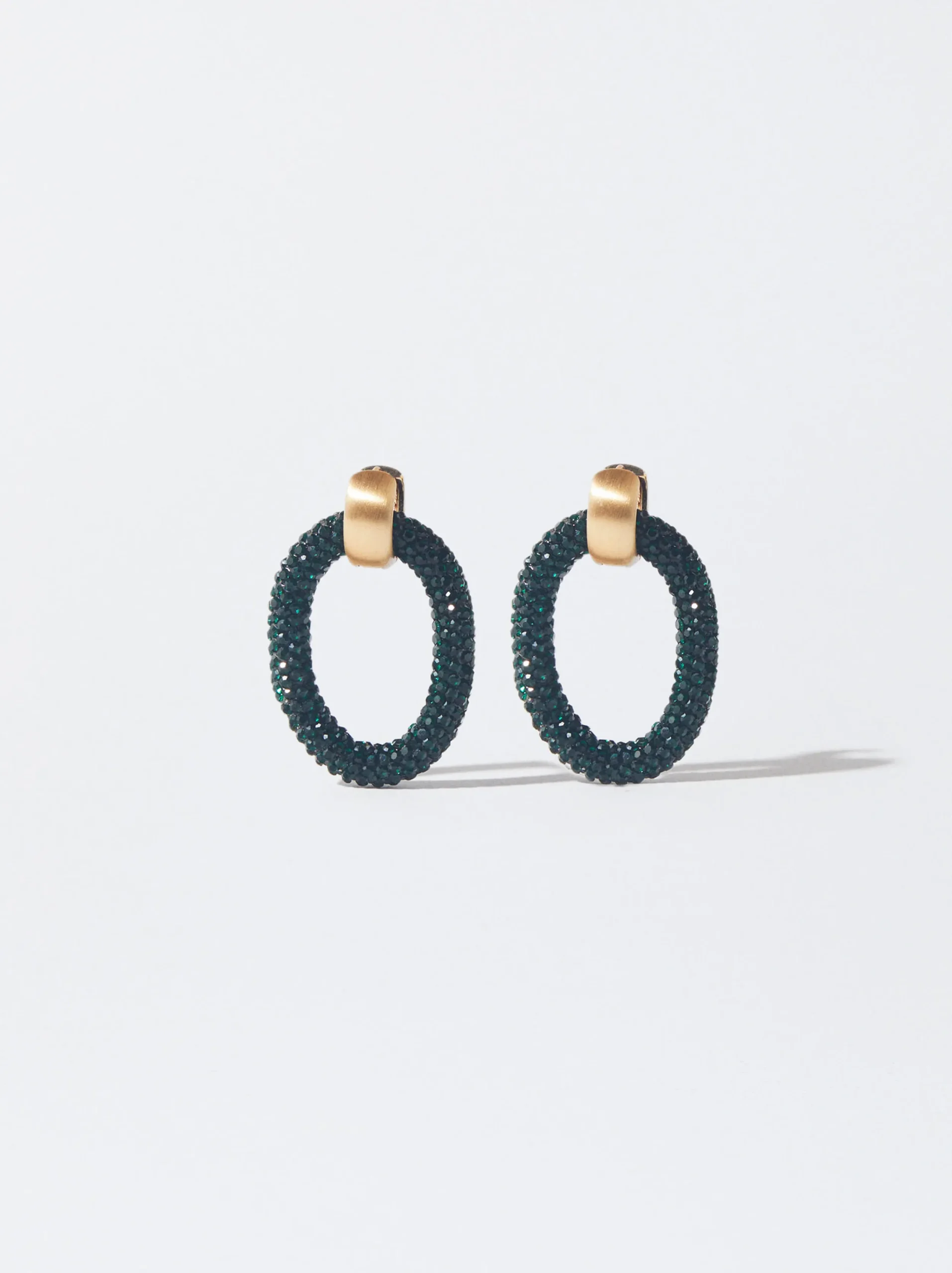 PARFOIS Pendientes Con Strass Verde Cheap