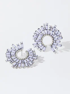 PARFOIS Pendientes Con Strass Violeta Clearance