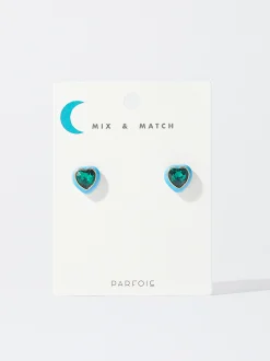 PARFOIS Pendientes Corazón Azul Cheap
