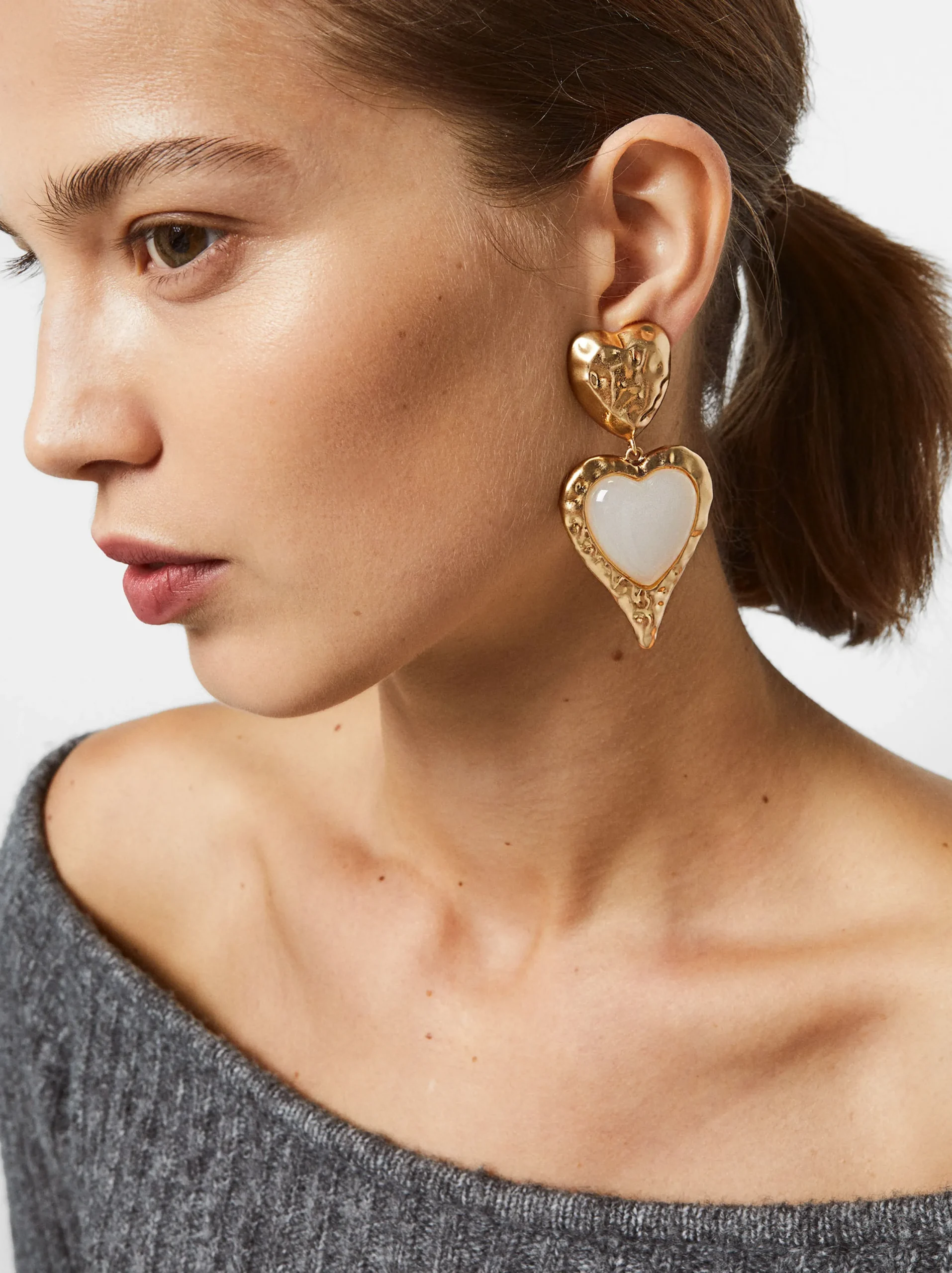 PARFOIS Pendientes Corazón Dorado Best Sale