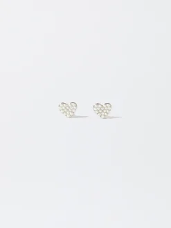 PARFOIS Pendientes Corazón Con Perlas Plateado Cheap