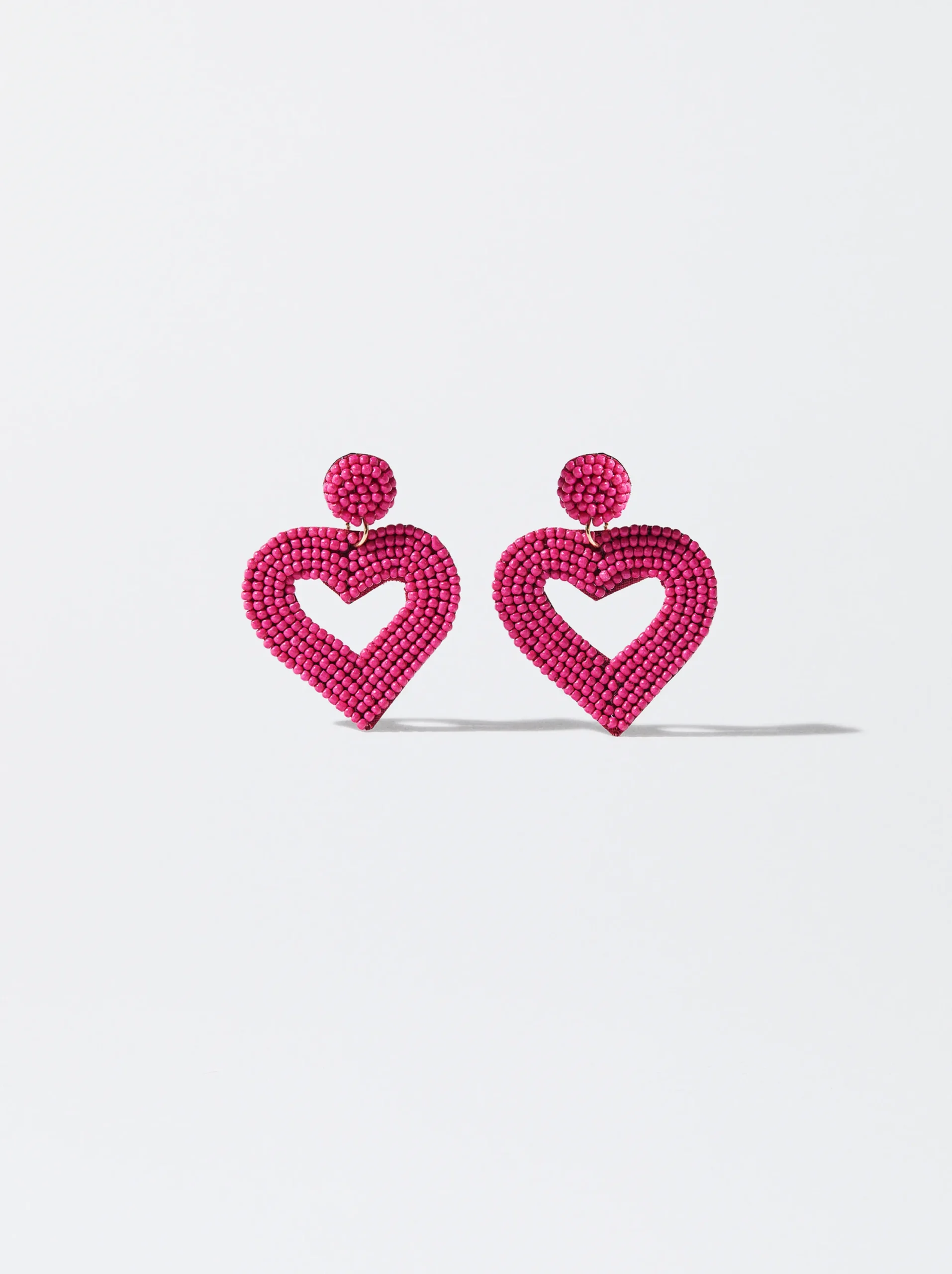 PARFOIS Pendientes Corazón Con Abalorios Fucsia Hot