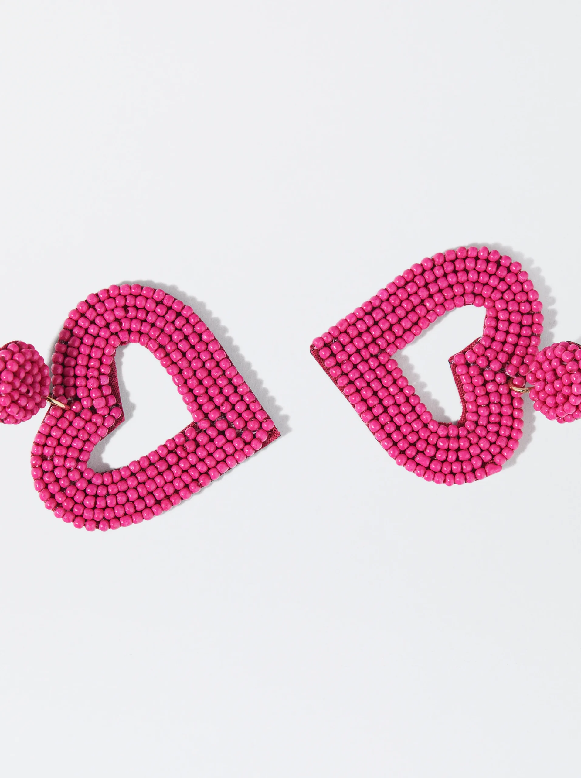 PARFOIS Pendientes Corazón Con Abalorios Fucsia Hot