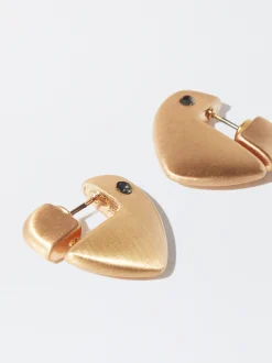 PARFOIS Pendientes Coraz&oacute;n Com Circonitas Negro Outlet