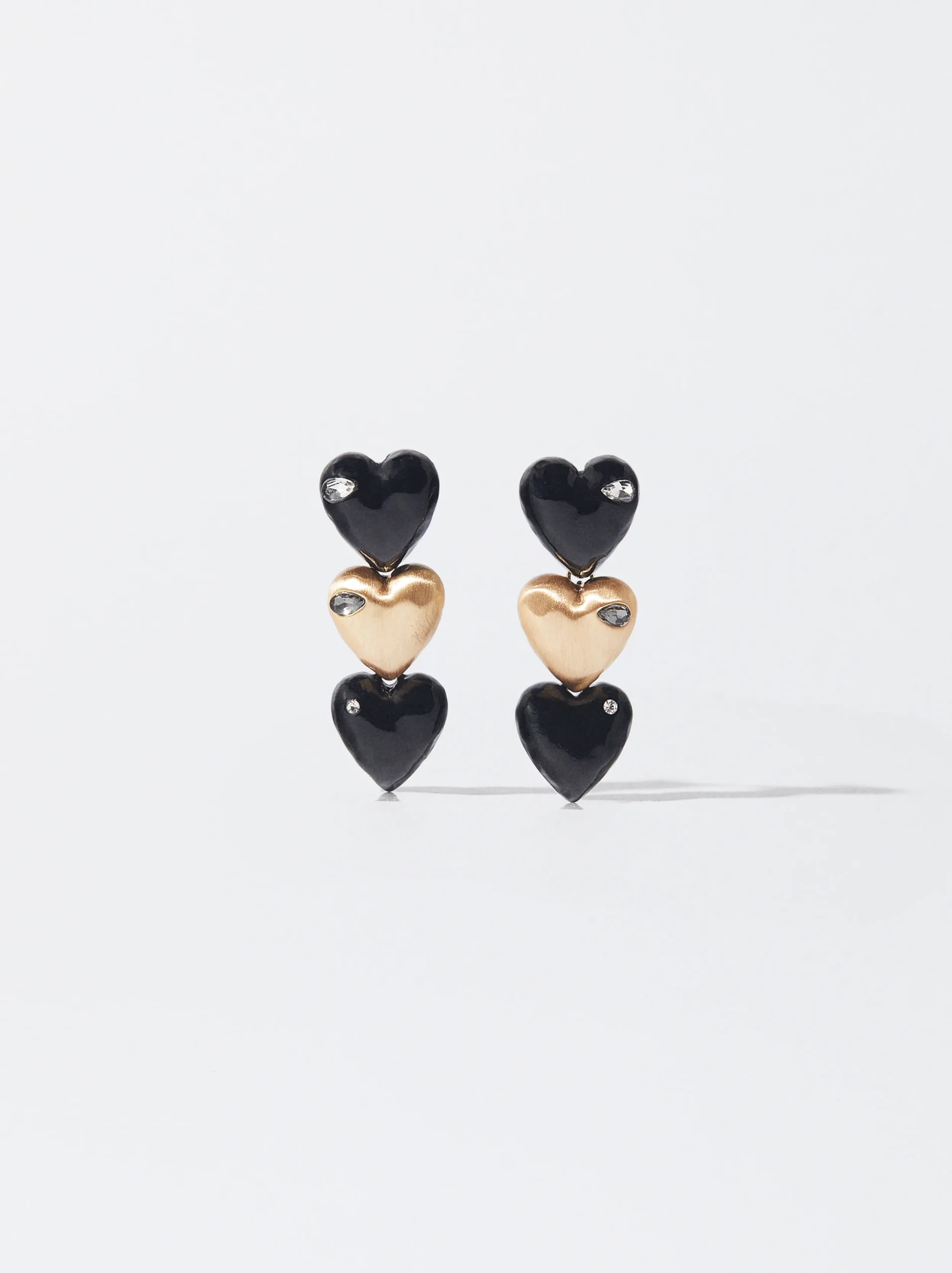 PARFOIS Pendientes Corazón Y Circonitas Negro Cheap