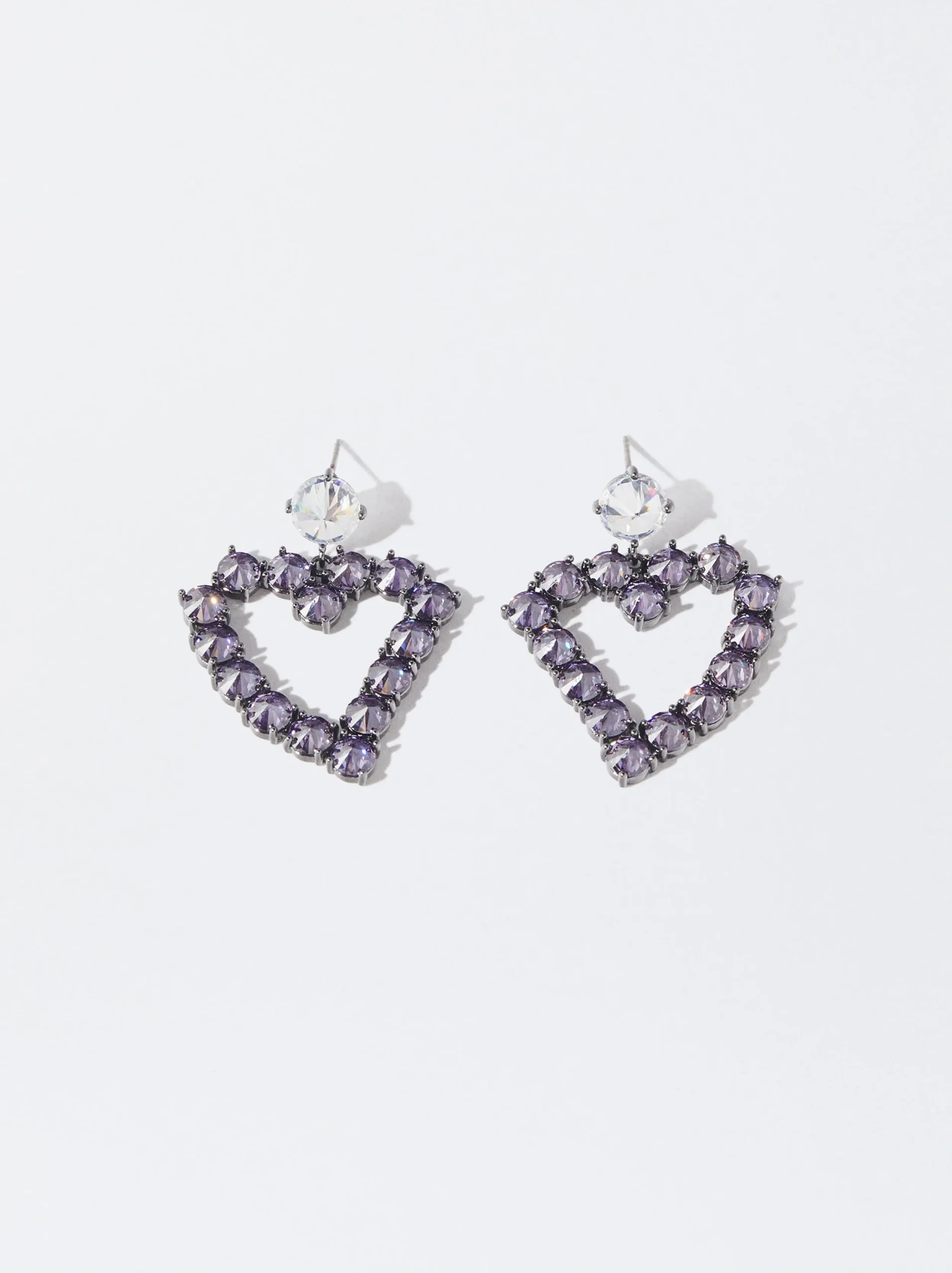 PARFOIS Pendientes Corazón Y Circonitas Violeta Flash Sale