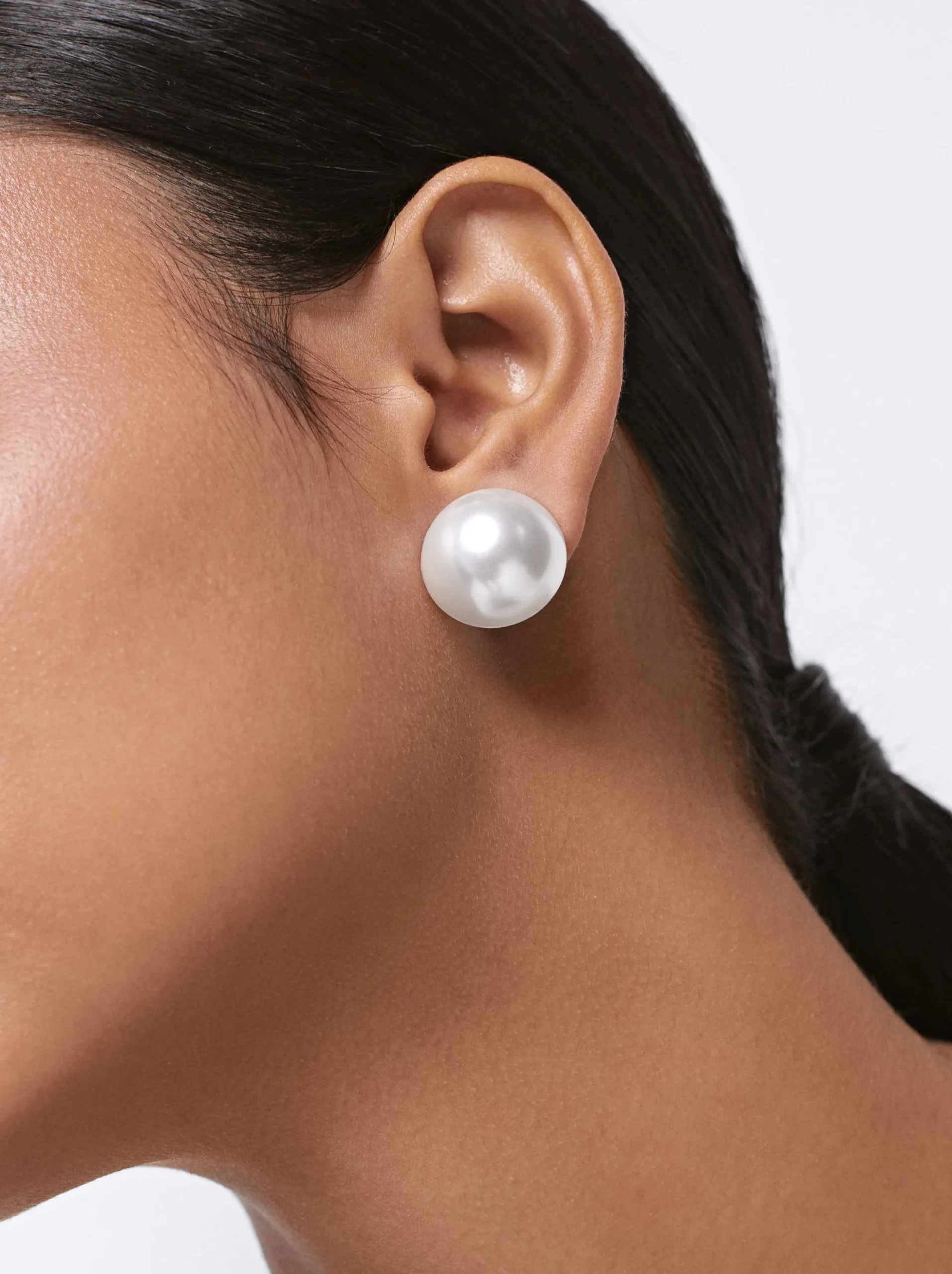PARFOIS Pendientes Cortos De Clip Perla Beige Sale
