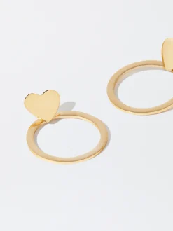 PARFOIS Pendientes De Acero Con Coraz&oacute;n Dorado Best Sale