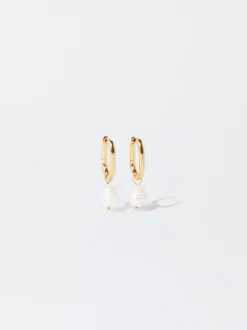 PARFOIS Pendientes De Acero Con Perla Dorado Clearance