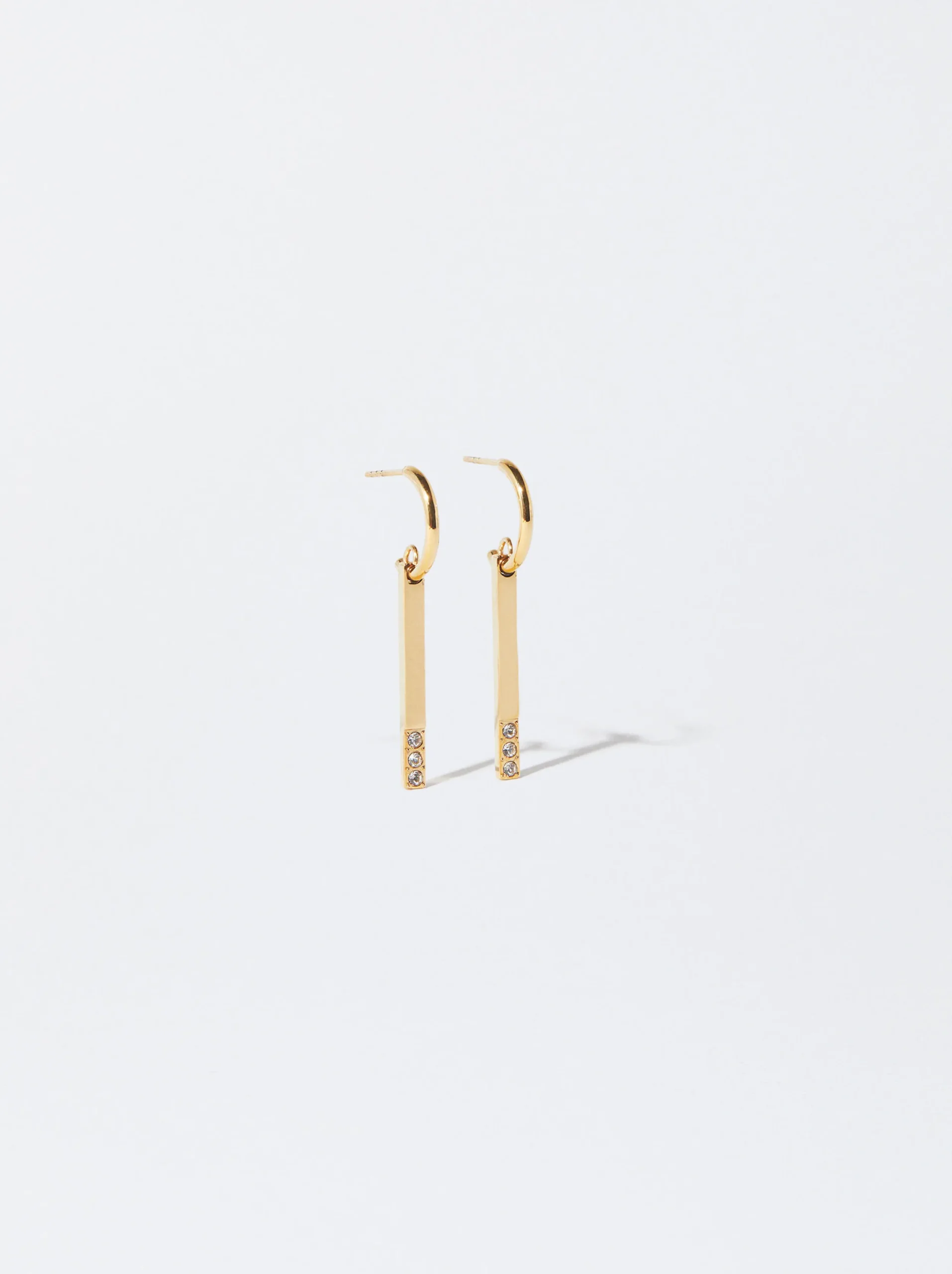 PARFOIS Pendientes De Acero Con Circonitas Dorado New