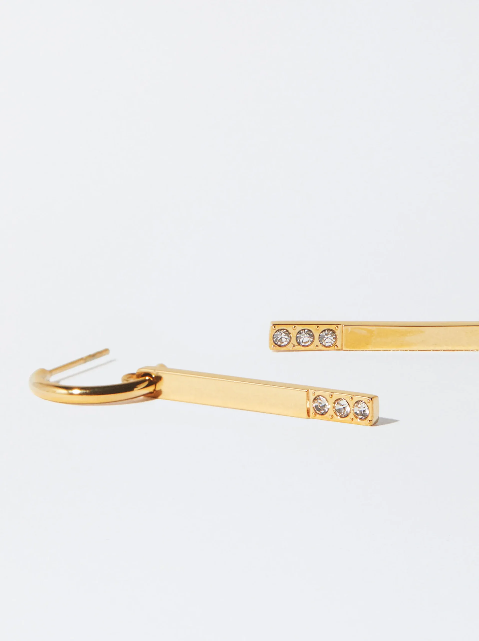 PARFOIS Pendientes De Acero Con Circonitas Dorado New