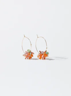 PARFOIS Pendientes De Aro Abalorios Naranja Hot