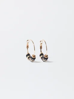 PARFOIS Pendientes De Aro Bicolor Negro Store
