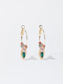 PARFOIS Pendientes De Aro Con Abalorios Multicor Best Sale