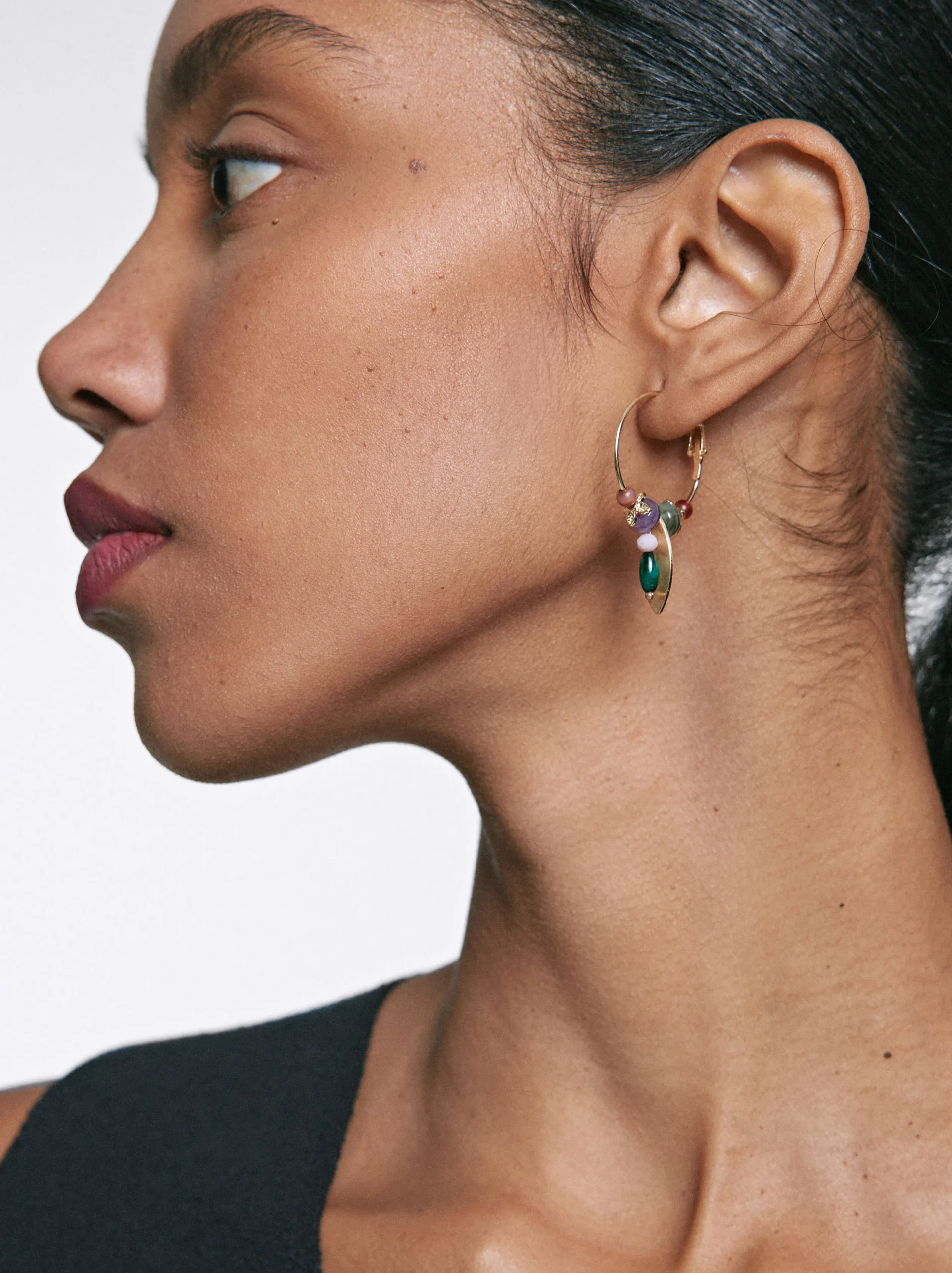 PARFOIS Pendientes De Aro Con Abalorios Multicor Best Sale
