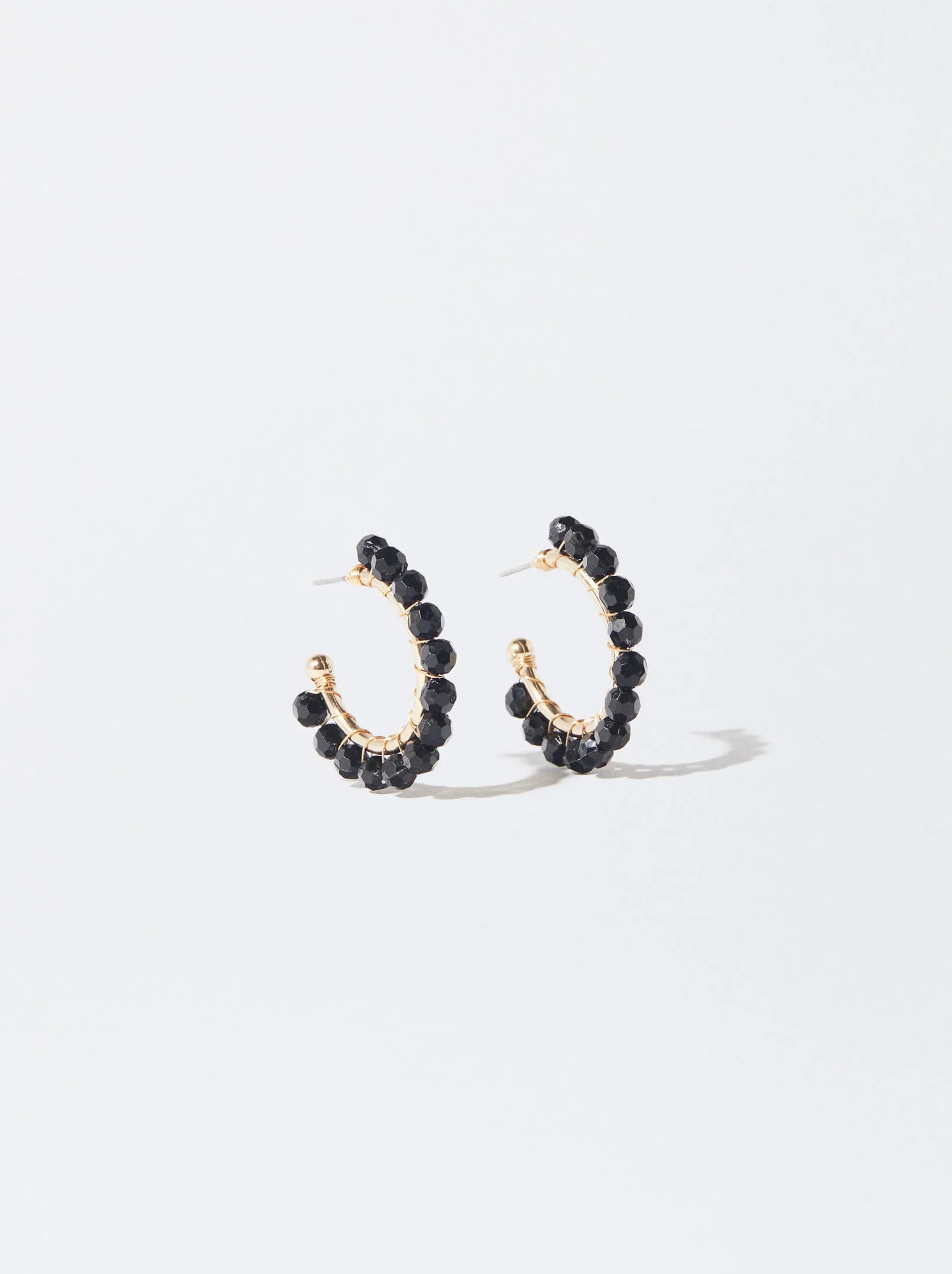 PARFOIS Pendientes De Aro Con Abalorios Negro Clearance