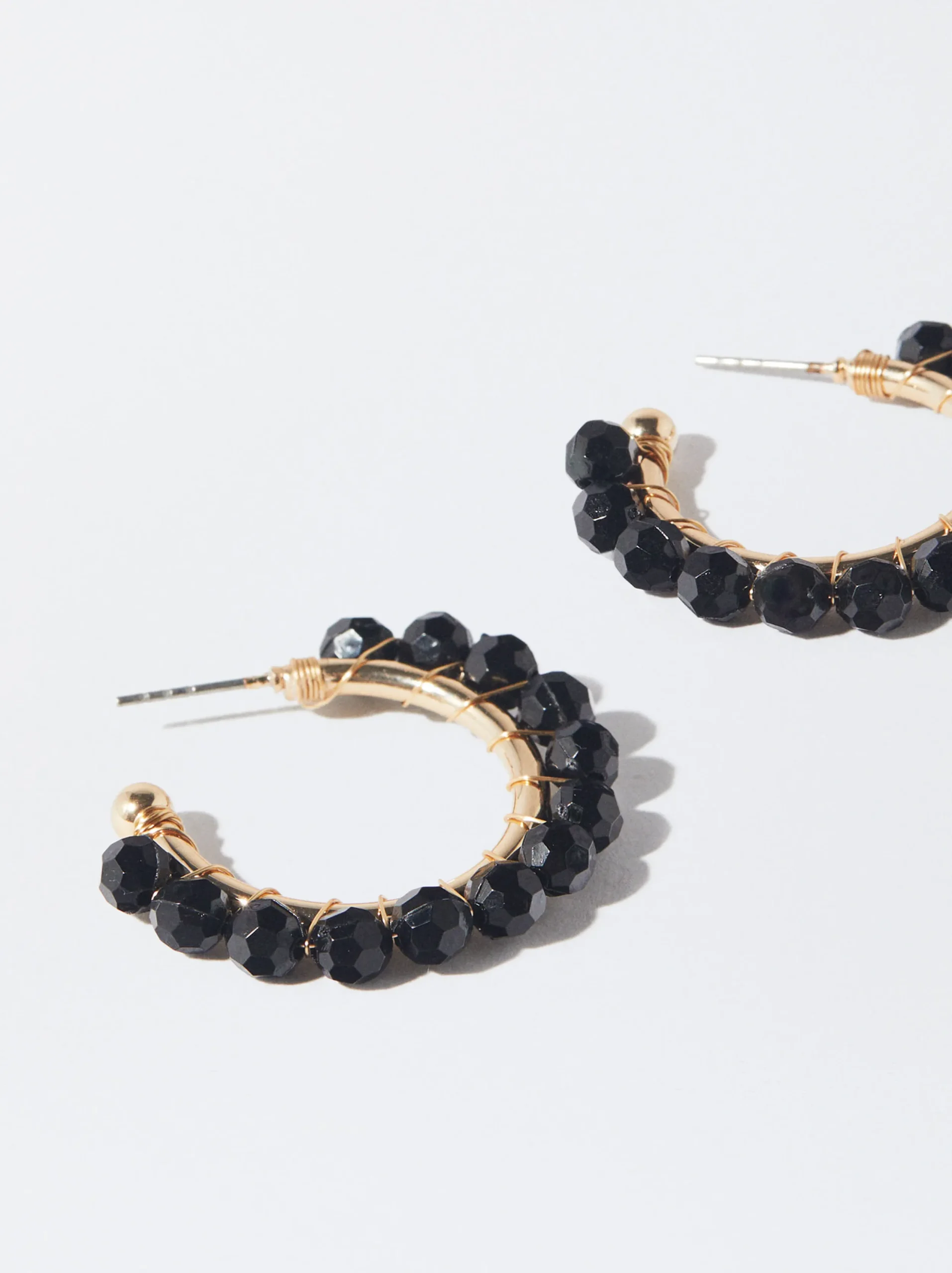 PARFOIS Pendientes De Aro Con Abalorios Negro Clearance