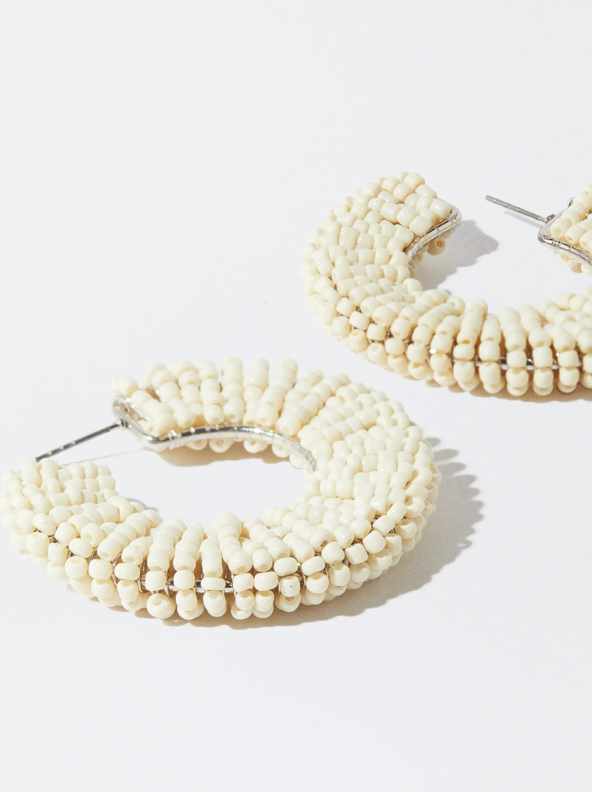PARFOIS Pendientes De Aro Con Abalorios Blanco Hot