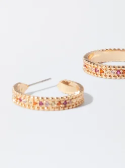 PARFOIS Pendientes De Aro Con Circonitas Multicor Fashion