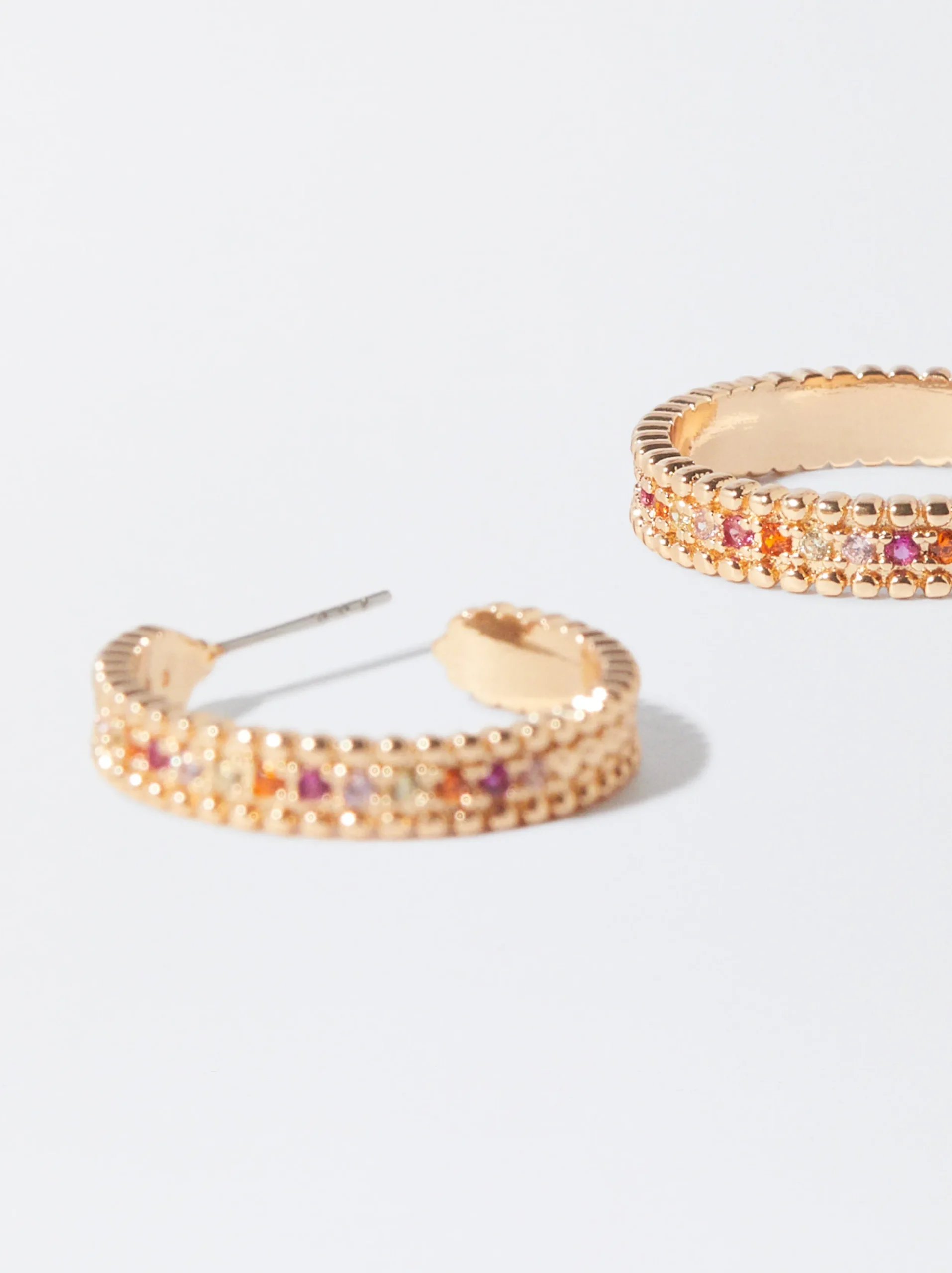 PARFOIS Pendientes De Aro Con Circonitas Multicor Fashion
