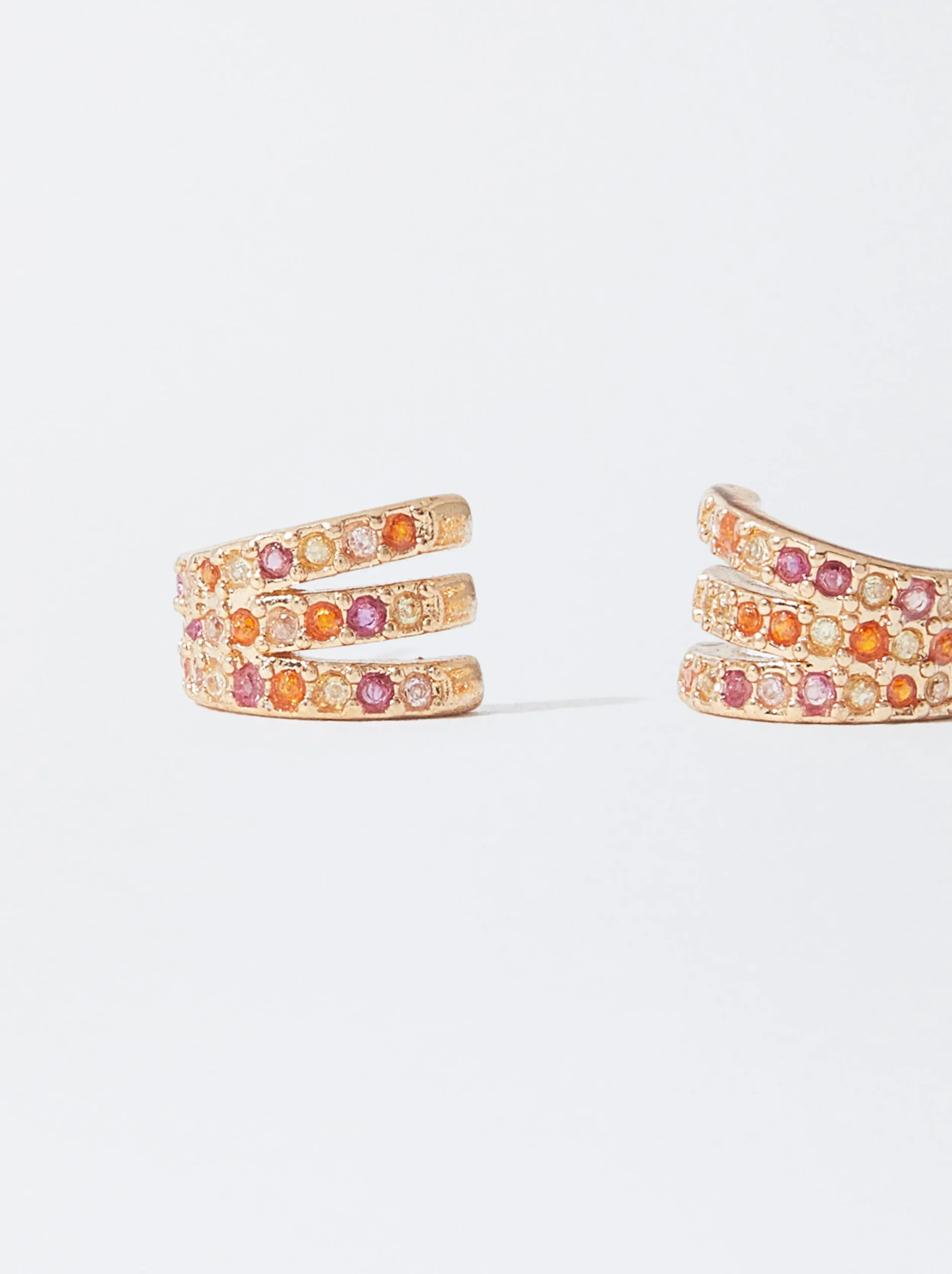 PARFOIS Pendientes De Aro Con Circonitas Multicor Clearance