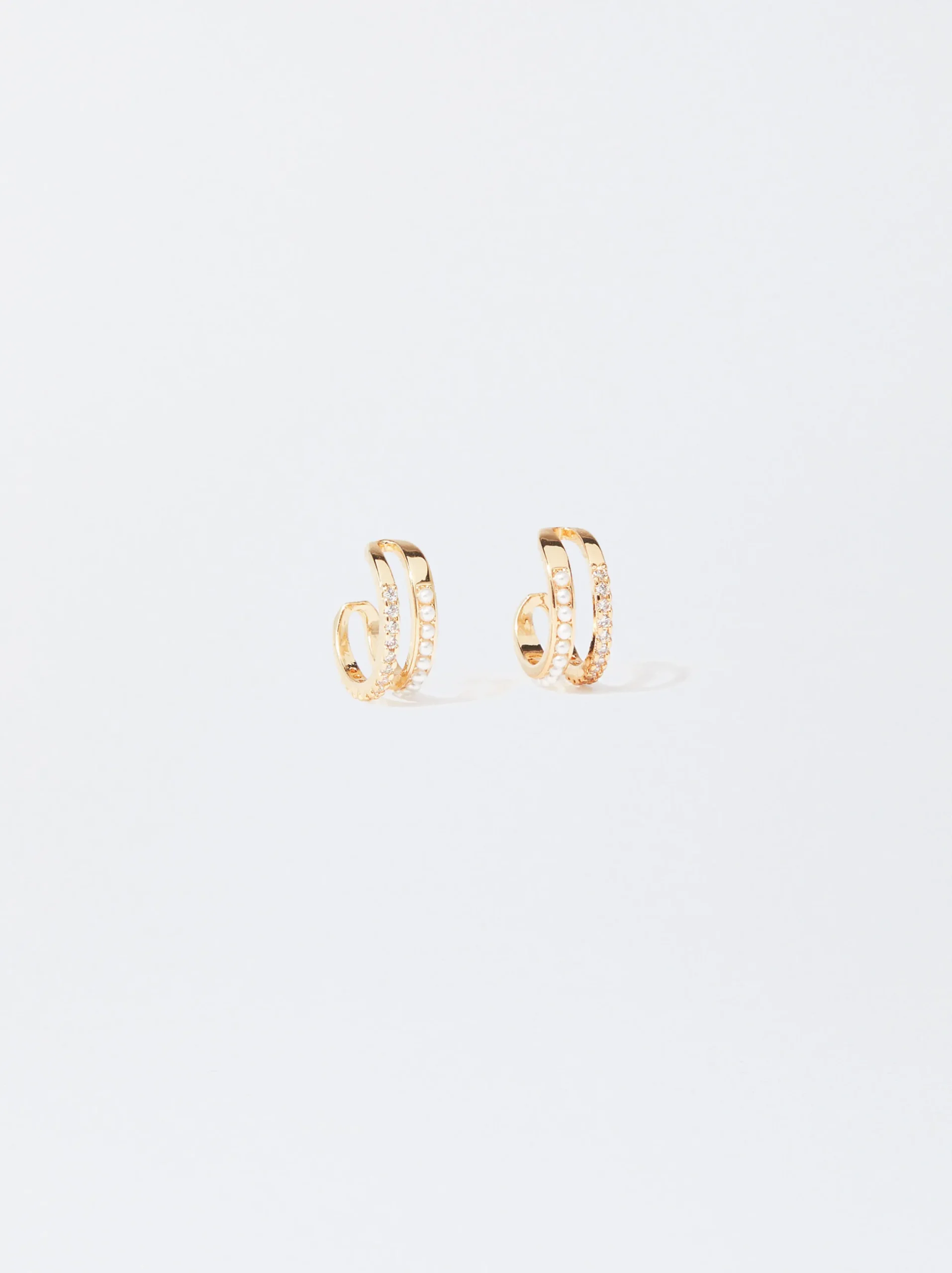 PARFOIS Pendientes De Aro Con Circonitas Dorado Hot