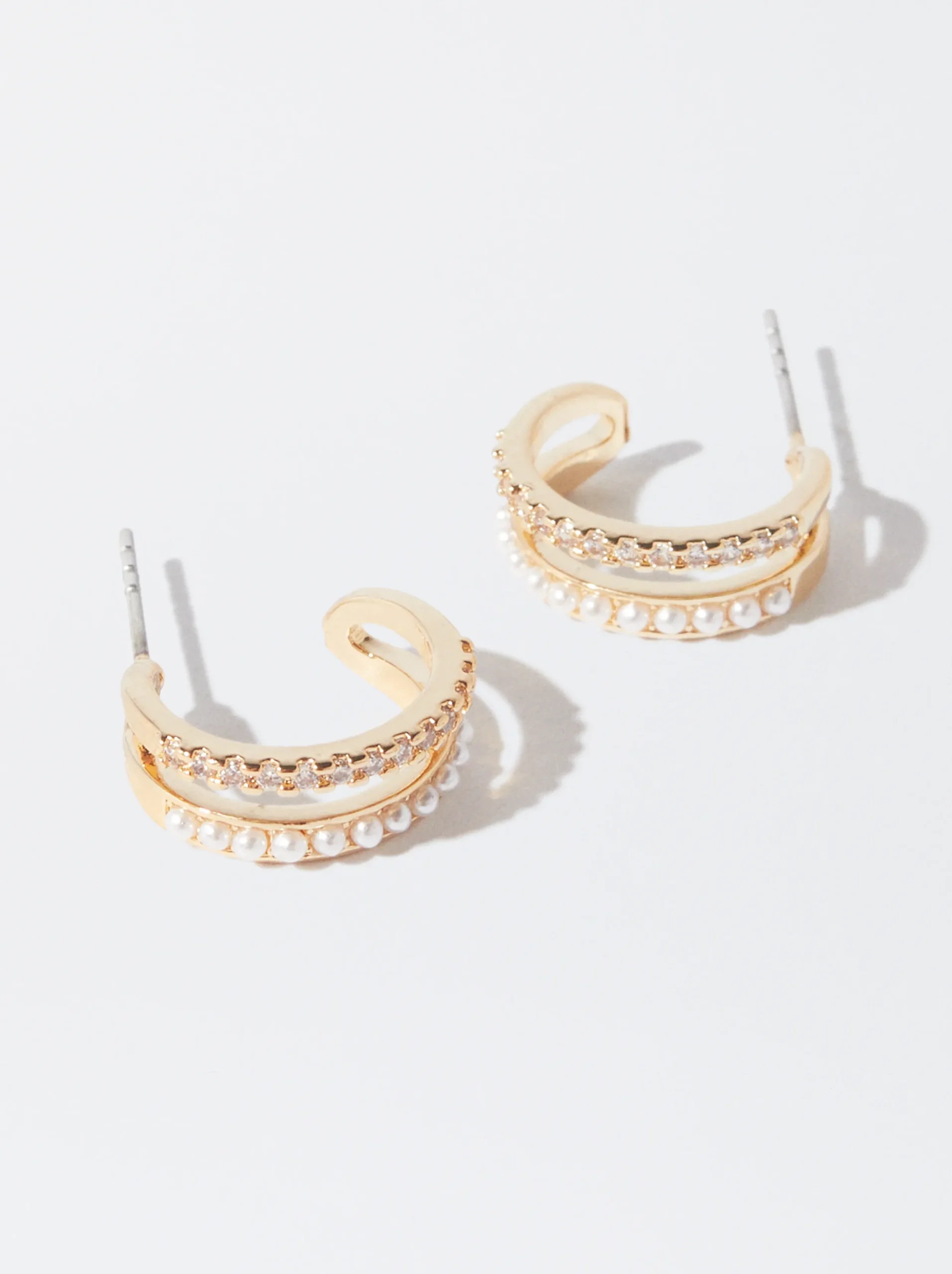 PARFOIS Pendientes De Aro Con Circonitas Dorado Hot