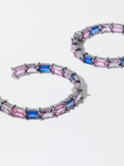 PARFOIS Pendientes De Aro Con Circonitas Multicor Sale