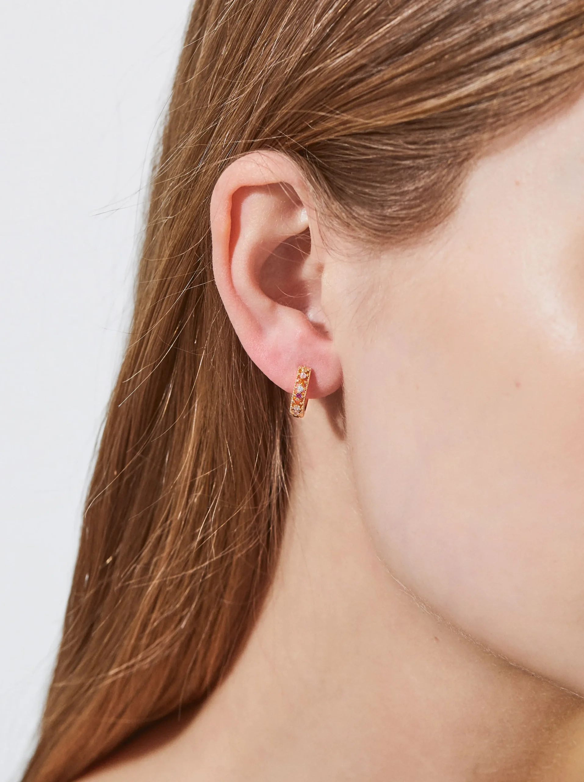 PARFOIS Pendientes De Aro Con Circonitas Multicor Hot