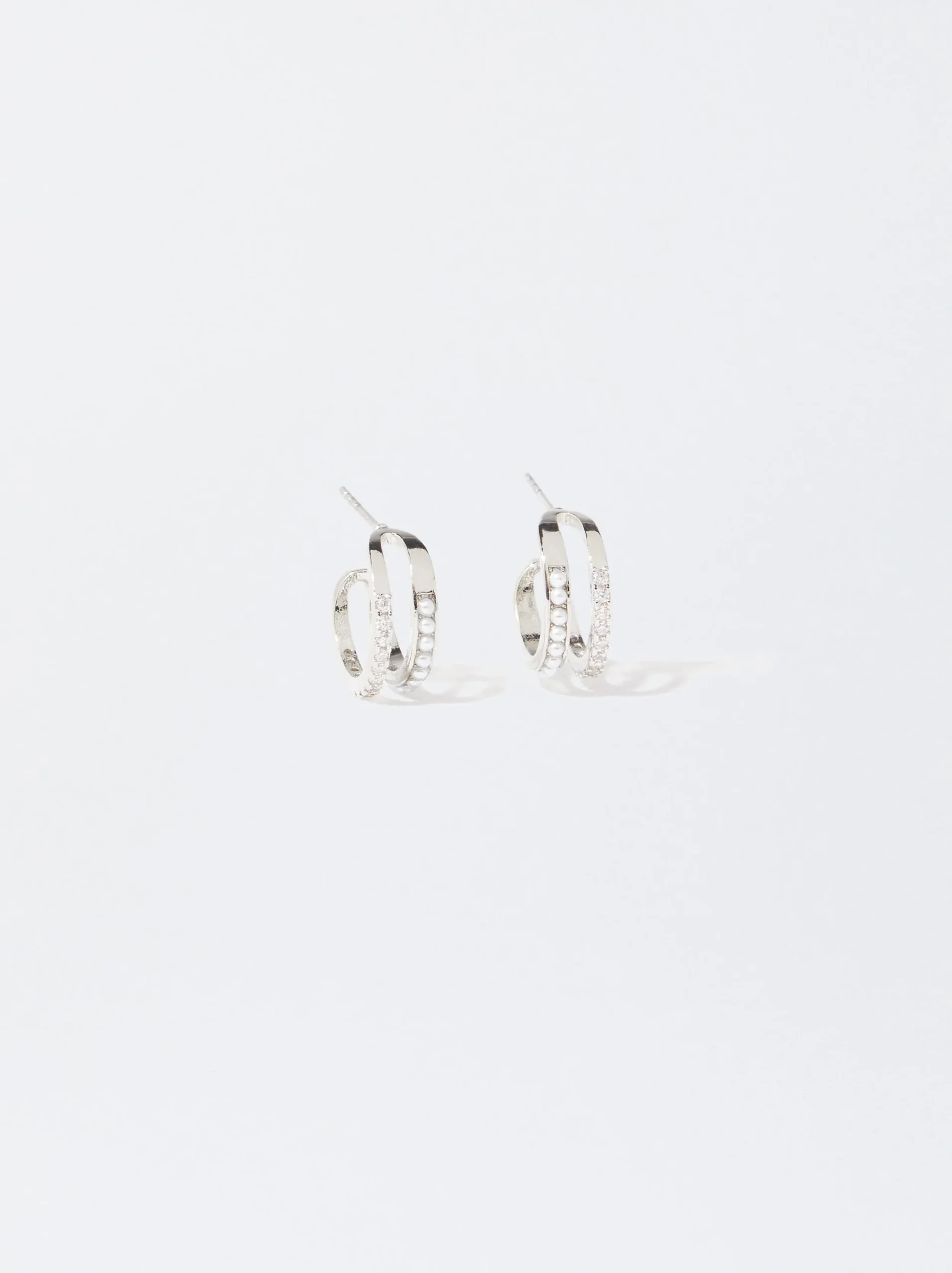 PARFOIS Pendientes De Aro Con Circonitas Plateado Store