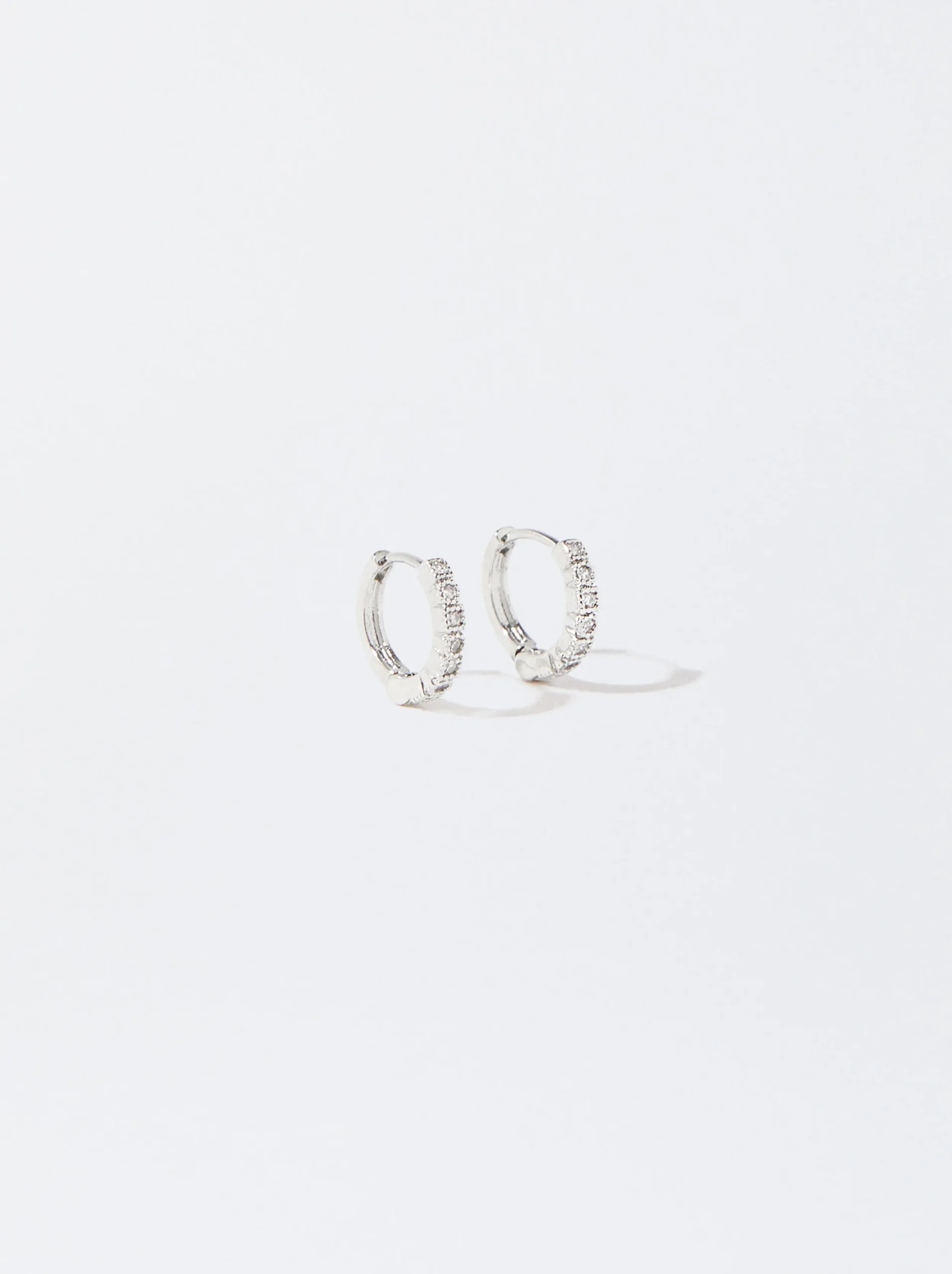 PARFOIS Pendientes De Aro Con Circonitas Plateado Fashion