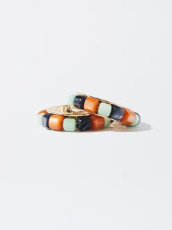 PARFOIS Pendientes De Aro Con Concha Multicor Cheap