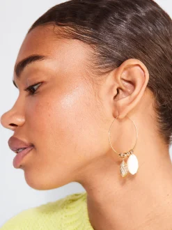 PARFOIS Pendientes De Aro Con Concha Dorado Discount