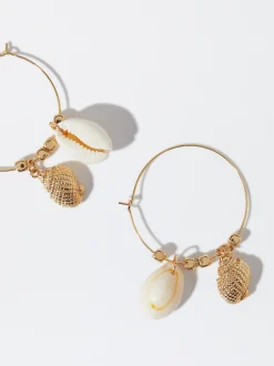 PARFOIS Pendientes De Aro Con Concha Dorado Discount