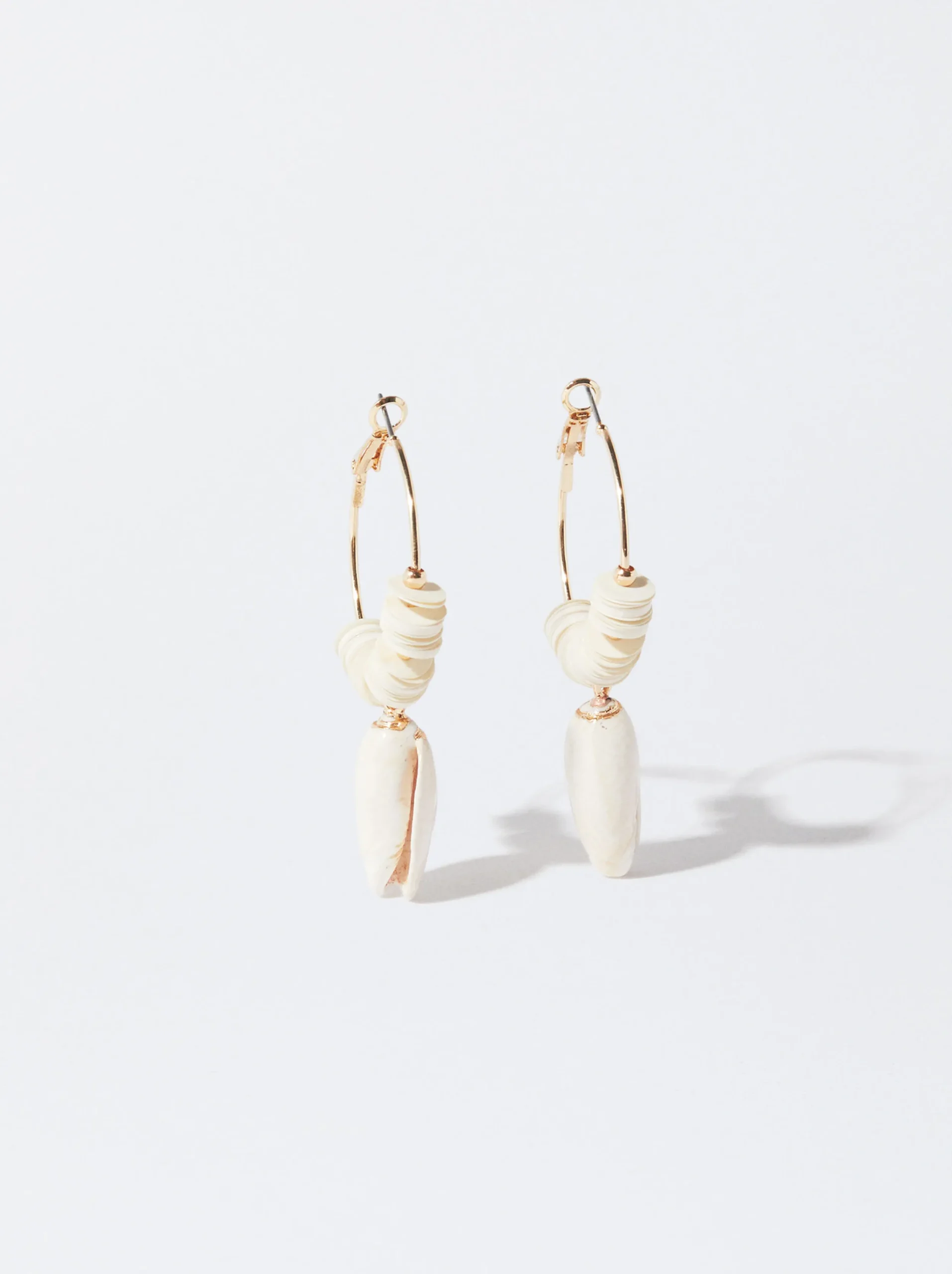 PARFOIS Pendientes De Aro Con Concha Blanco Clearance