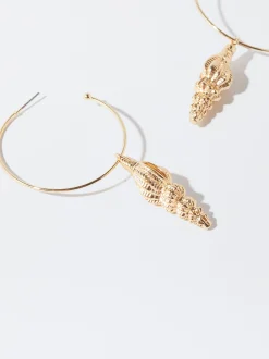 PARFOIS Pendientes De Aro Con Concha Dorado Best Sale