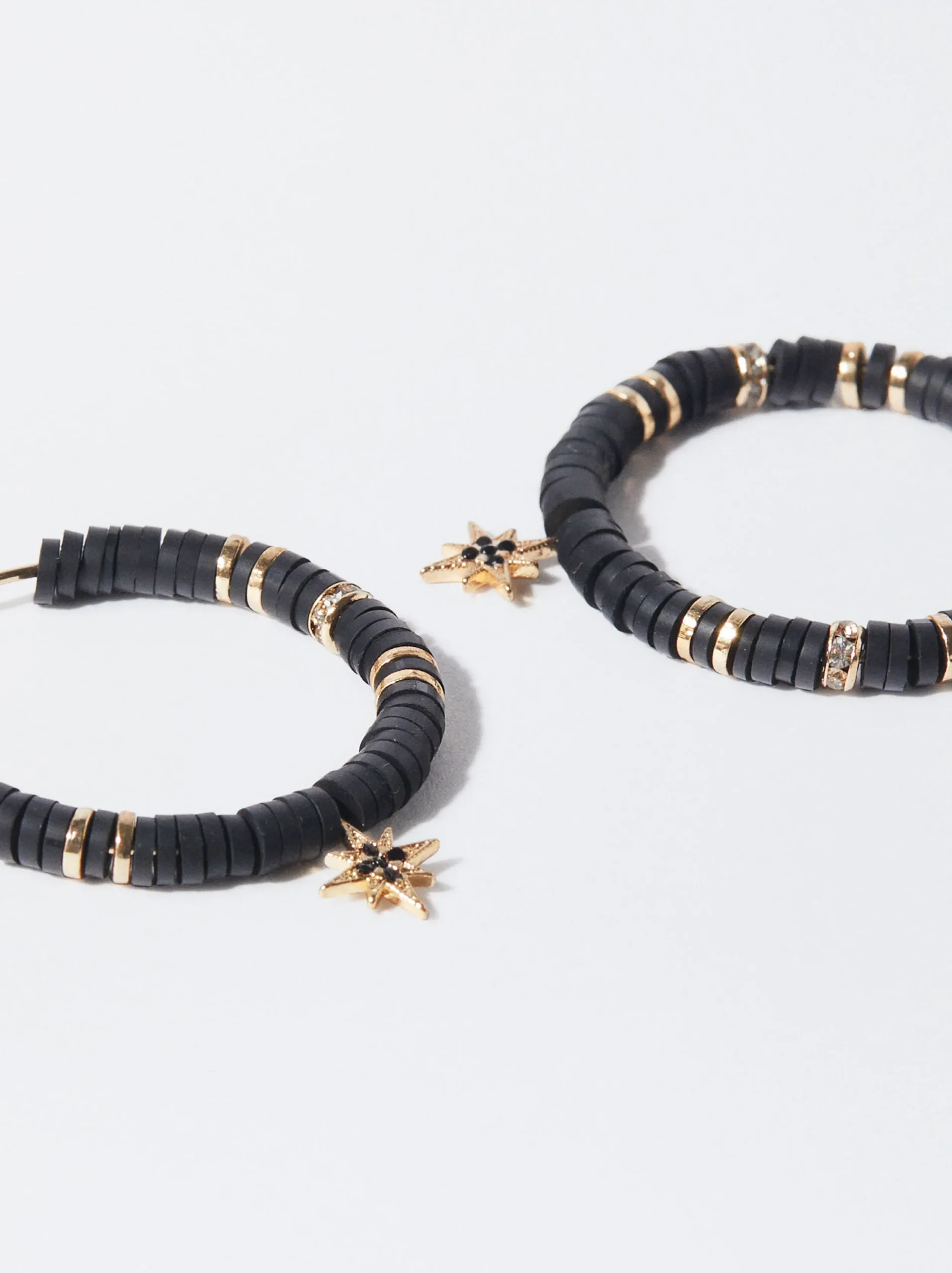 PARFOIS Pendientes De Aro Con Cristales Y Charms Negro Discount
