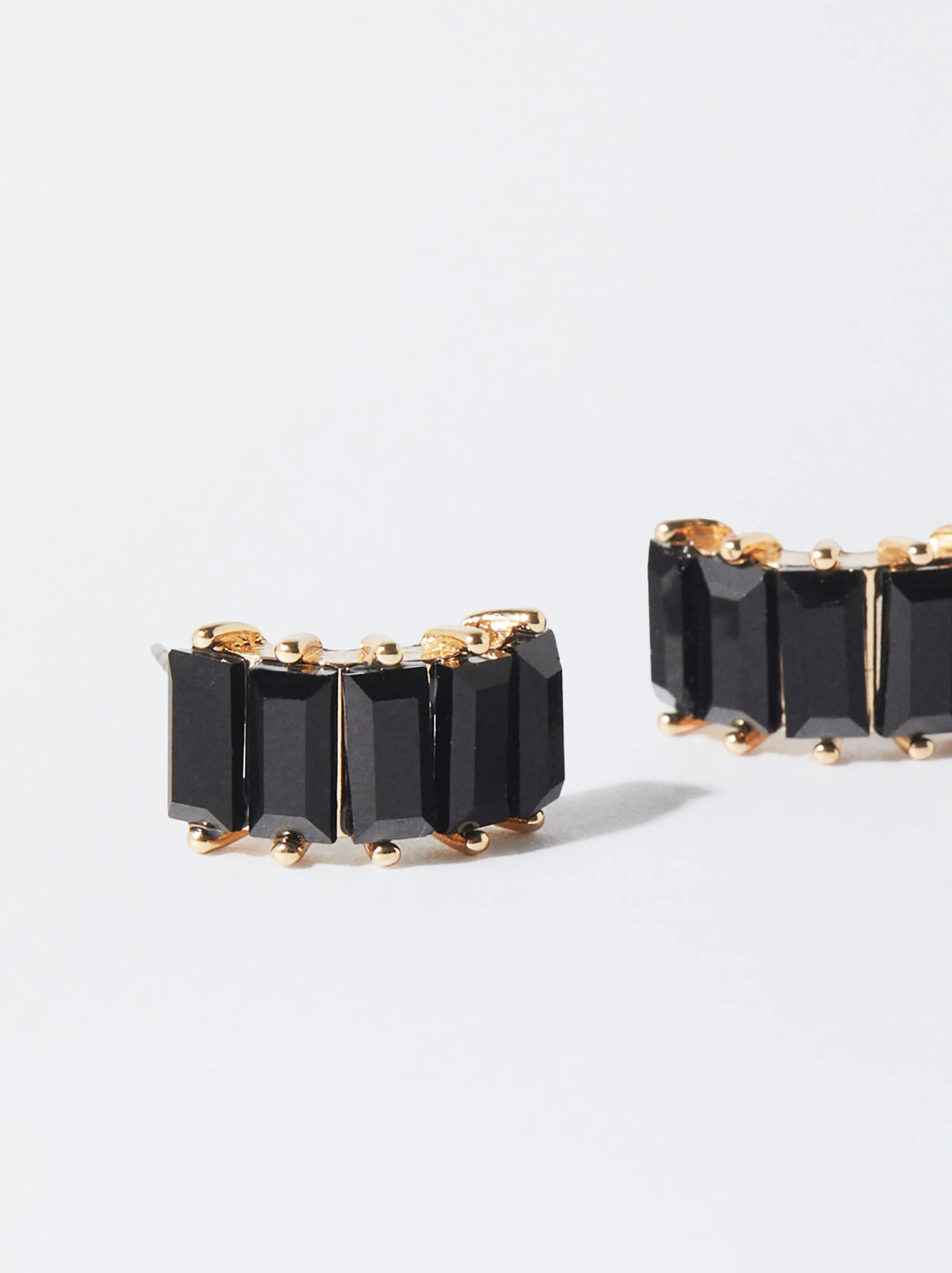 PARFOIS Pendientes De Aro Con Cristales Negro Fashion