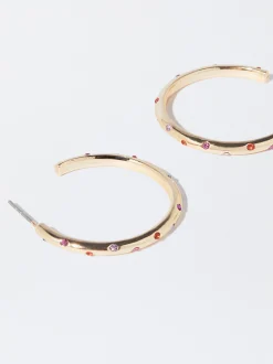 PARFOIS Pendientes De Aro Con Cristales Multicor Clearance