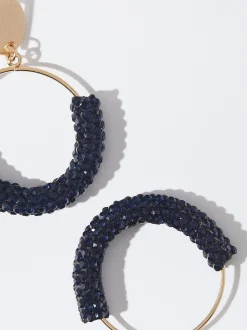 PARFOIS Pendientes De Aro Con Cristales Azul Store