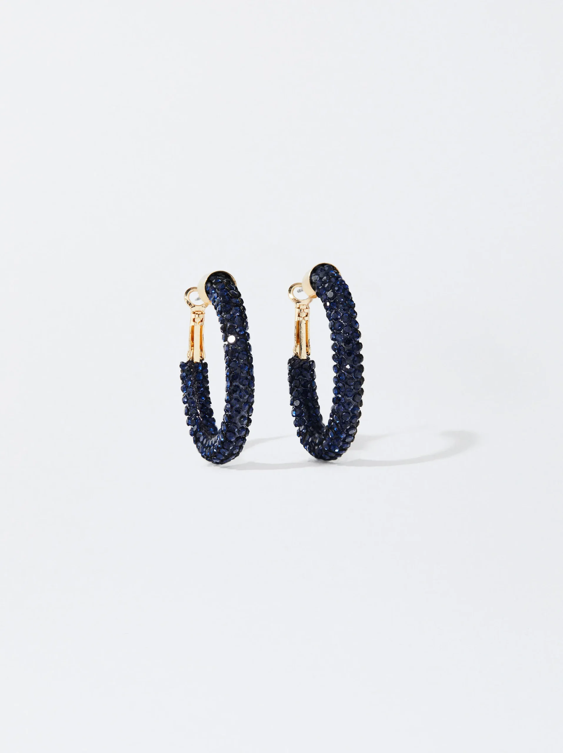 PARFOIS Pendientes De Aro Con Cristales Azul Outlet