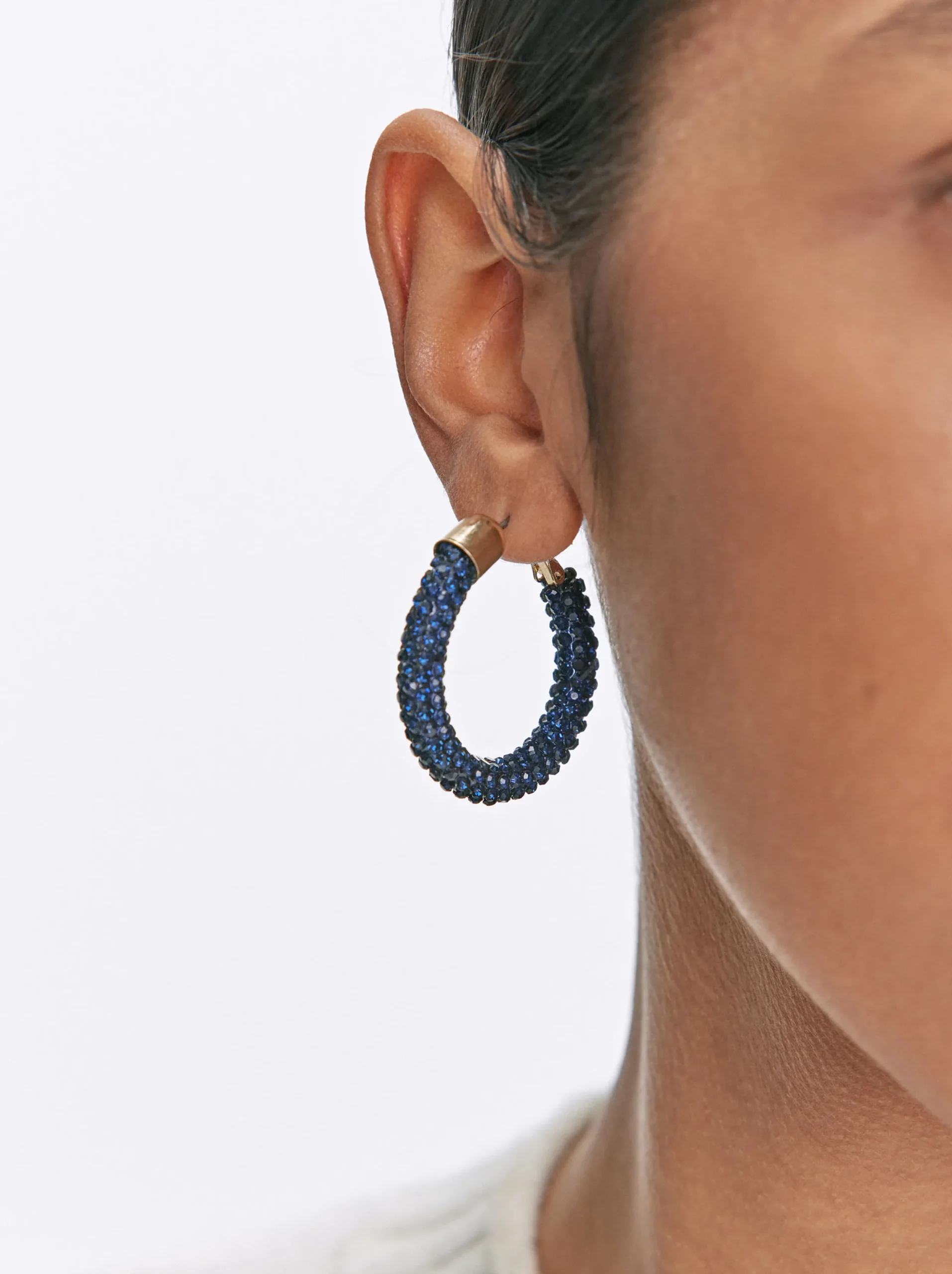 PARFOIS Pendientes De Aro Con Cristales Azul Outlet