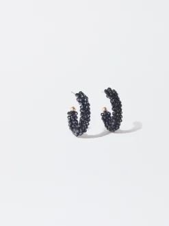 PARFOIS Pendientes De Aro Con Cristales Azul Flash Sale