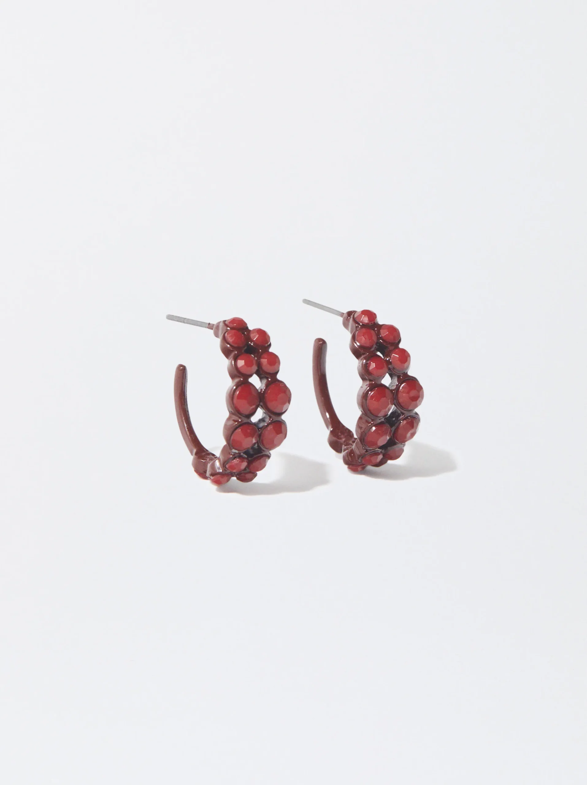 PARFOIS Pendientes De Aro Con Cristales Rojo Store